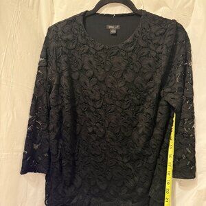 J.Jill Wearever Collection Black Lace Overlay Top